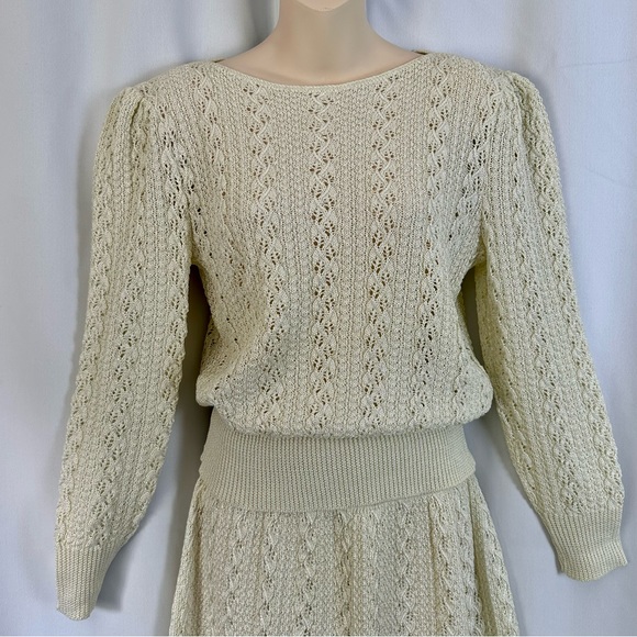 Vintage Vivanti 70s 80s Size 14 Knit Sweater&Skirt Crochet Cottagecore 2pc Set - Picture 7 of 16